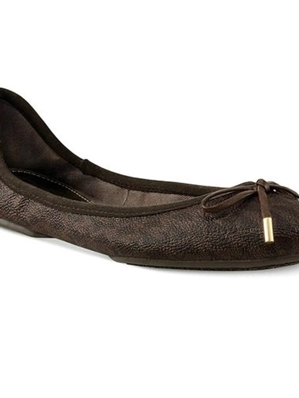 Michael Kors Dark Brown Ballet Flat with Bow and Gold Tip